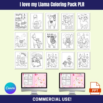 DFY I Love My Llama Coloring Pack PLR