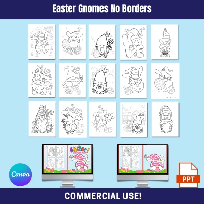 Easter Gnome No Borders Coloring Pack PLR