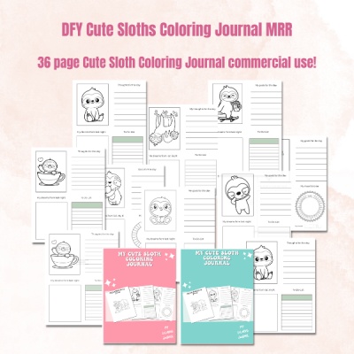 DFY Cute Sloths Coloring Journal MRR