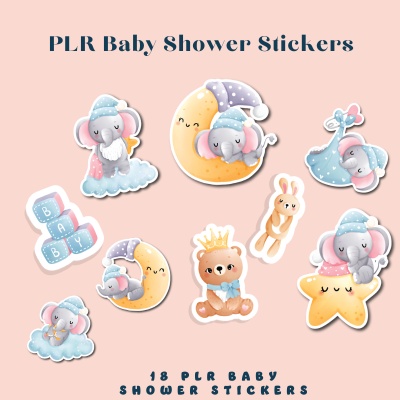 DFY Baby Shower Stickers PLR