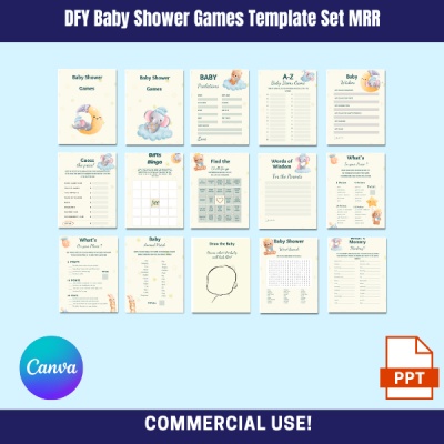 DFY Baby Shower Games Template Set MRR