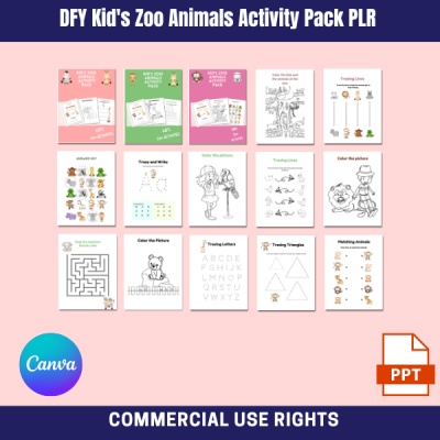 DFY Kid's Zoo Animals Activity Pack PLR