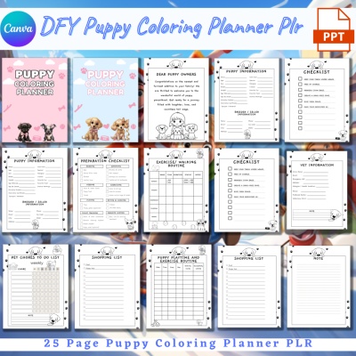 DFY Coloring Puppy Planner with PLR Resell Rights