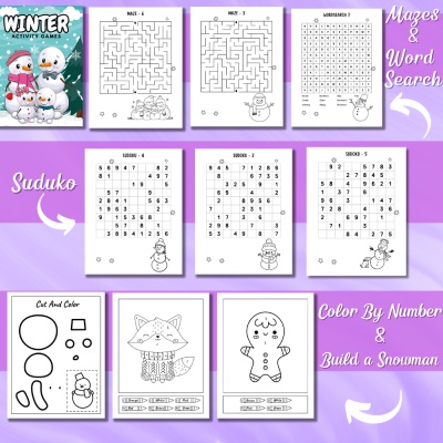 DFY Kid's Winter Games - Suduko, Mazes, Color by Number and More in MRR