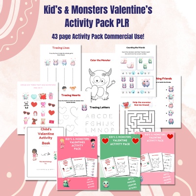 DFY Kid's & Monsters Valentines Activity Pack PLR