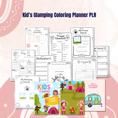 Kids Glamping Coloring Planner PLR with PLR Reseller Rights