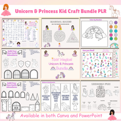 Unicorn and Princess Kids Craft Bundle PLR