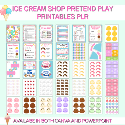 Ice Cream Shop Printables Pack PLR