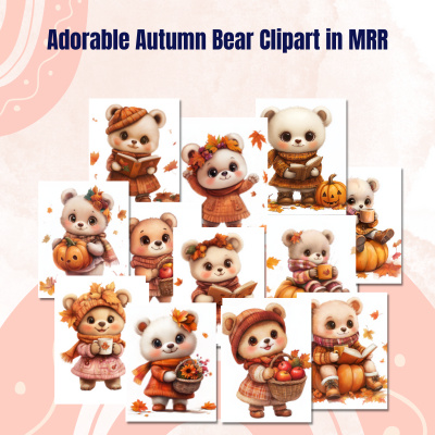 Autumn Bears Clipart in MRR
