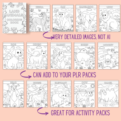 Land Animals Coloring Pack in MRR