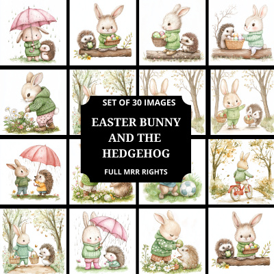 Easter Bunny and the Hedgehog Clipart Pack in MRR