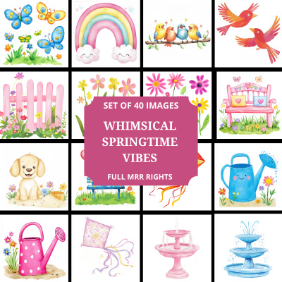 Whimsical Spring Vibes Clipart MRR