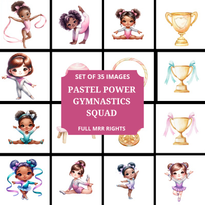Pastel Power Gymnastics Squad Clipart in MRR