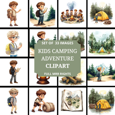 Kid's Camping Adventures Clipart Pack in MRR