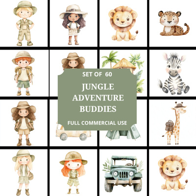 Jungle Adventure Buddies Clipart Pack in MRR