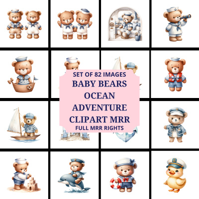Baby Bear Ocean Adventures Clipart Pack in MRR
