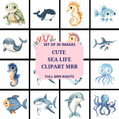 Cute sea life clipart Pack MRR