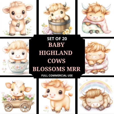 Baby Highland Cows Blossoms MRR