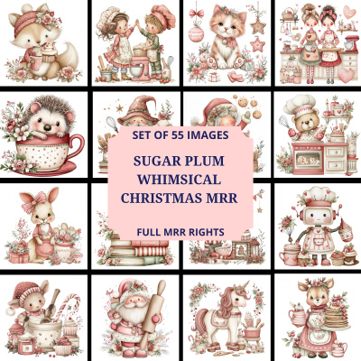 Sugar Plum Whimsical Christmas clipart pack MRR