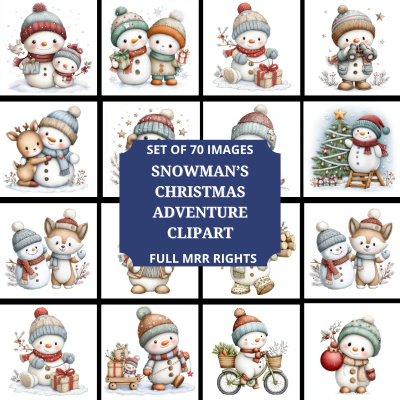 Snowman's Christmas Adventure Clipart Pack MRR