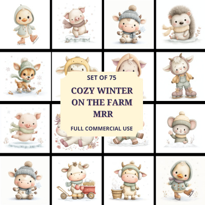 A Cozy Winter on the Farm Clipart Pack MRR