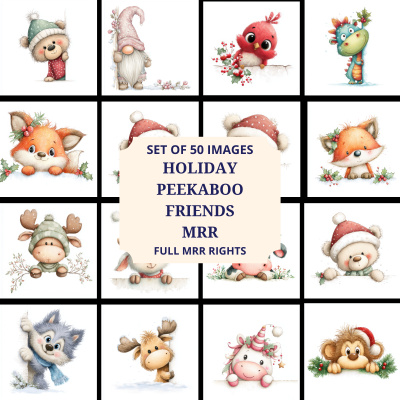Holiday Peekaboo Friends Clipart Pack MRR