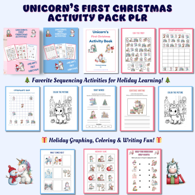 Unicorn's First Christmas Activity Pack PLR