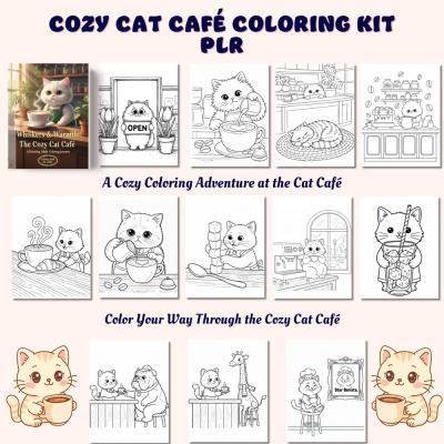 A Cozy Cat Cafe Coloring Toolkit PLR