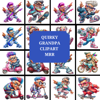 Quirky Grandpa Clipart Bundle in MRR