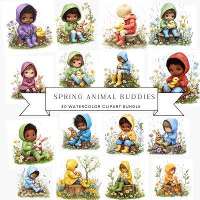 🌸 Adorable Spring Buddies Clipart Pack MRR