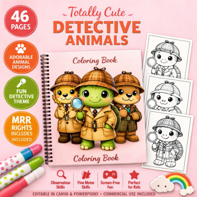 Totally Cute Detective Animal Coloring Pack MRR