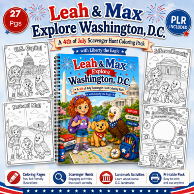 Washington, D.C. Scavenger Hunt Coloring Pack PLR