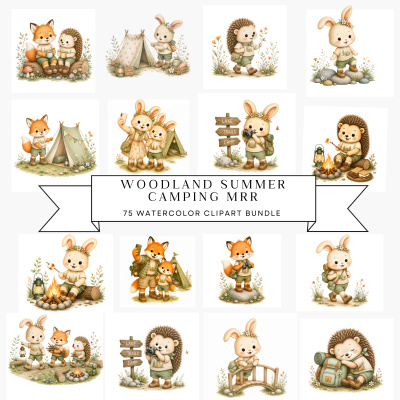 Woodland Summer Camping Clipart MRR