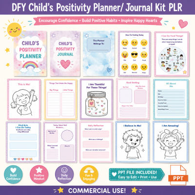 DFY Child's Positivity Planner/ Journal Kit PLR