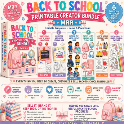 🎒 Back to School Printable Creator Bundle MRR ✏️📚✨