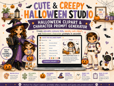Cute & Creepy Halloween Studio &ndash; Halloween Clipart & Character Prompt Generator