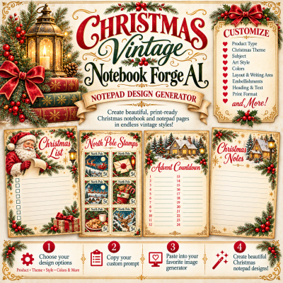 Christmas Vintage Notebook Forge AI
