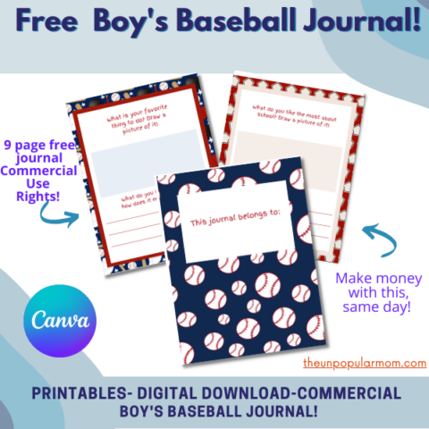 Free Baseball Journal - The UnPopular Mom