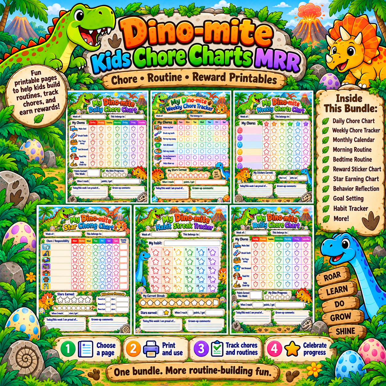 Dinosaur reward charts theunpopularmom.com